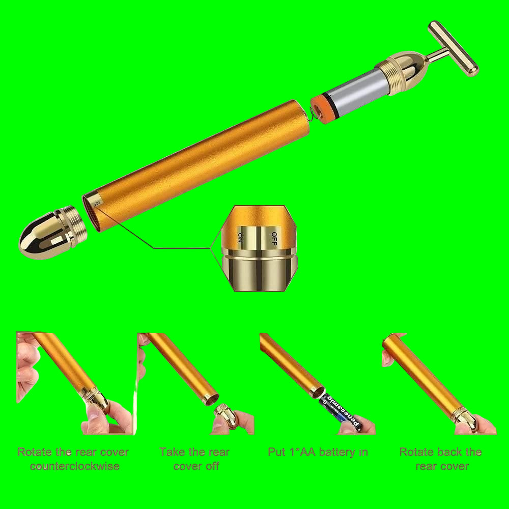 24K Gold Energy Beauty Bar Electric Facial Massage Roller