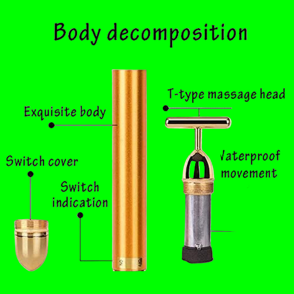24K Gold Energy Beauty Bar Electric Facial Massage Roller