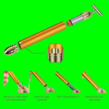 24K Gold Energy Beauty Bar Electric Facial Massage Roller